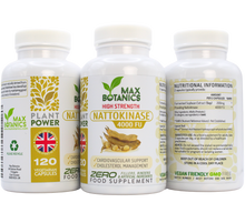 Load image into Gallery viewer, High Strength Nattokinase 4000 FU - 120 Capsules - Natural Fermented Soybean Extract - Enzyme from Japanese Natto - UK Made - GMP - Zero Additives
